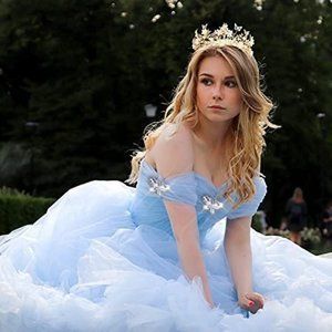 NEW Beautiful Bling Rhinestone Light Blue Cinderella Prom Dress Quinceañ…